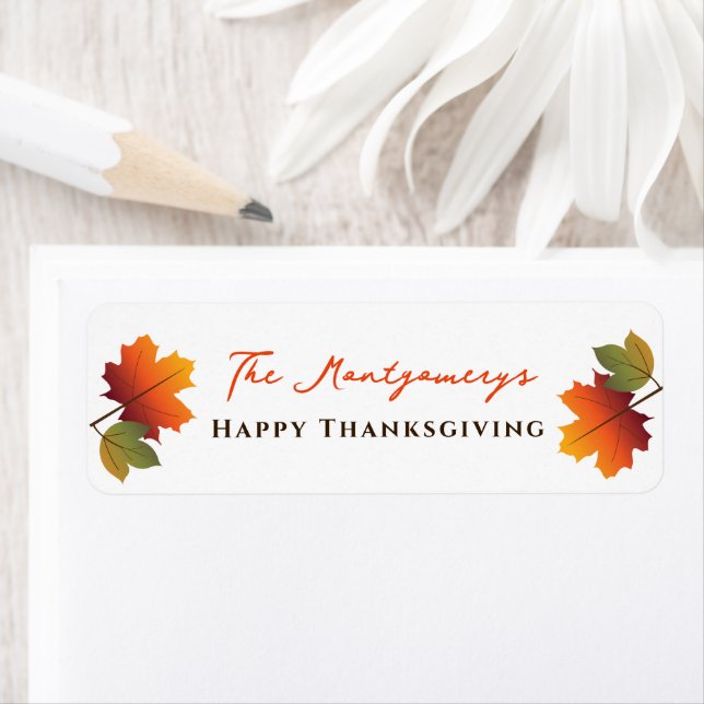Thanksgiving Colorful Fall Leaves Party Favor Gift Label (Insitu)