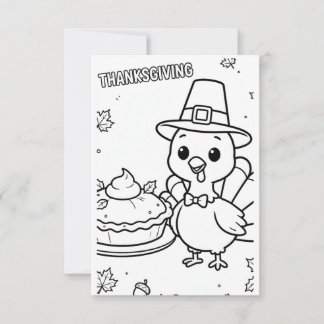 Thanksgiving Coloring Pages for Kids Thank You Card