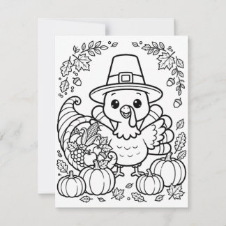 Thanksgiving Coloring Pages Note Card