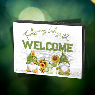 Thanksgiving Cooking Duo, WELCOME   Wooden Box Sign