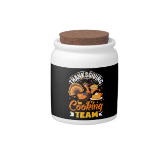 Thanksgiving Cooking Team Funny Fall Dinner Candy Jar