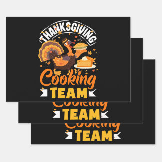 Thanksgiving Cooking Team Funny Fall Dinner Wrapping Paper Sheets
