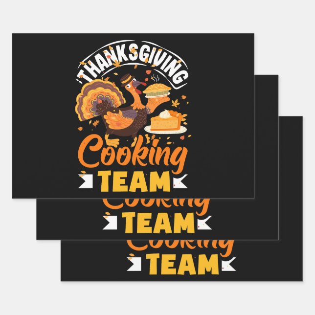 Thanksgiving Cooking Team Funny Fall Dinner Wrapping Paper Sheets (Set)