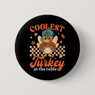 Thanksgiving Coolest Turkey At Table Boys Kids Tod Button
