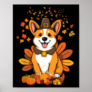 Thanksgiving Corgi Dog Turkey 1  Poster