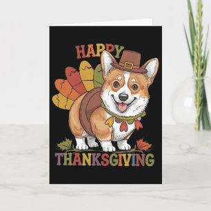 Thanksgiving Corgi Dog Turkey  Card