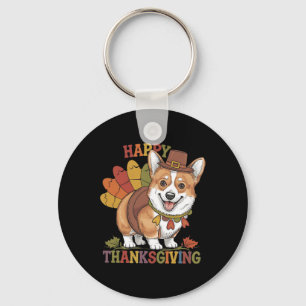 Thanksgiving Corgi Dog Turkey Keychain