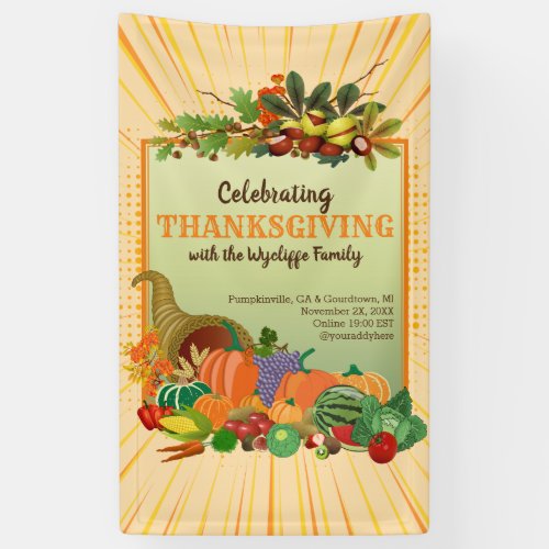 Thanksgiving Cornucopia Abundance Horn of Plenty Banner