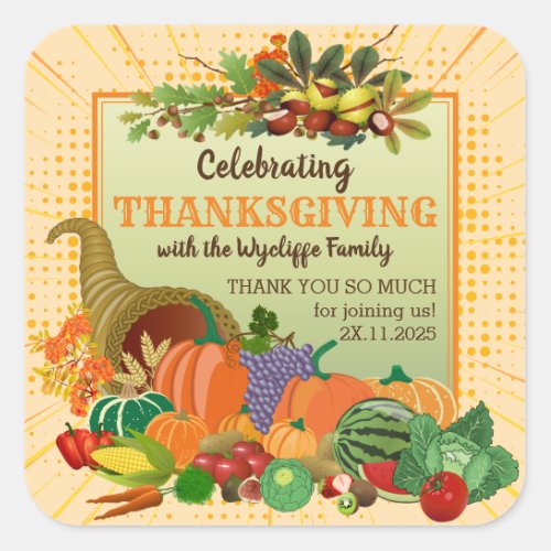 Thanksgiving Cornucopia Abundance Horn of Plenty Square Sticker