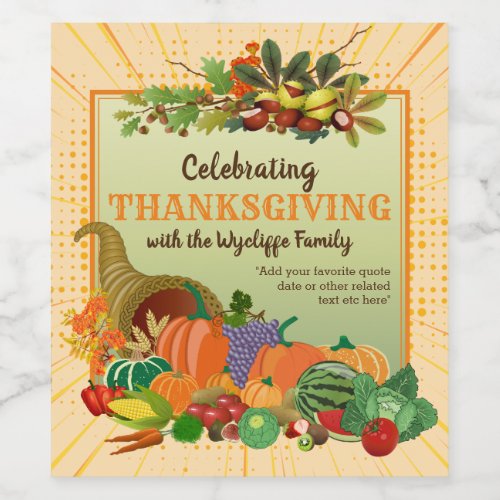 Thanksgiving Cornucopia Abundance Horn of Plenty Wine Label