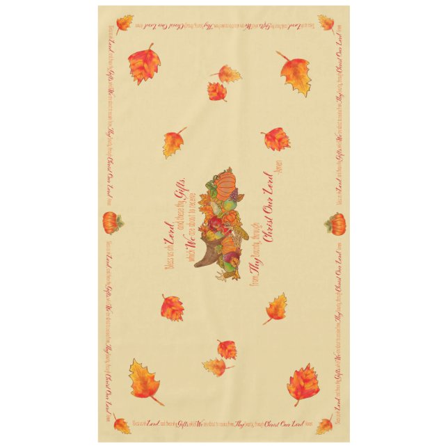 Thanksgiving Cornucopia Blessing Prayer Tablecloth (Front)