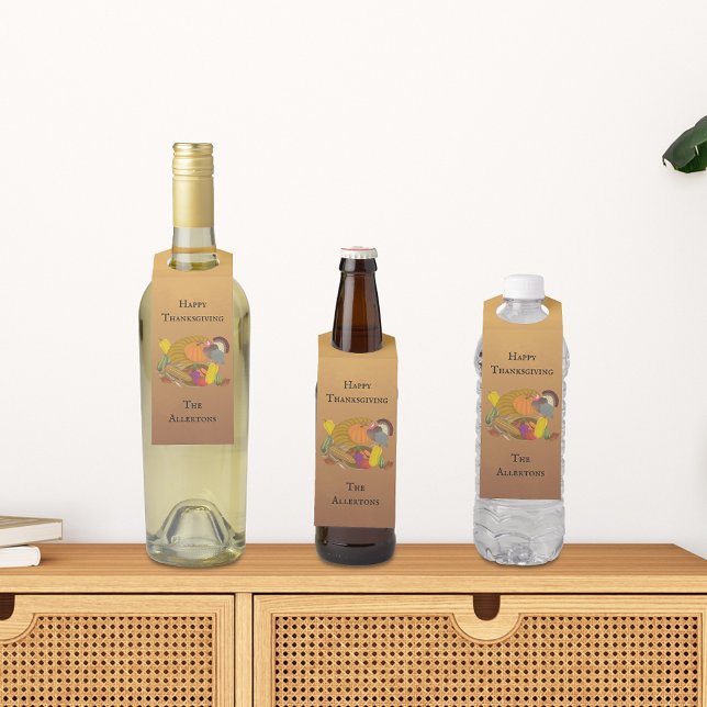 Thanksgiving Cornucopia Bottle Hanger Tag (Creator Uploaded)