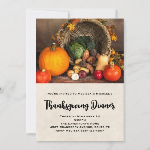 Thanksgiving Cornucopia Bountiful Harvest Dinner Invitation