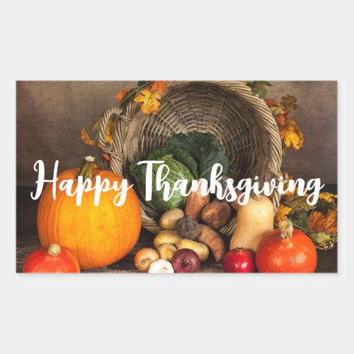 Thanksgiving Cornucopia Bountiful Harvest Rectangular Sticker