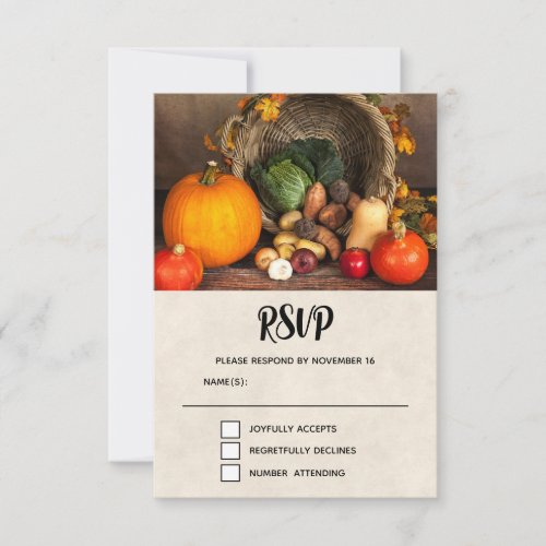 Thanksgiving Cornucopia Bountiful Harvest RSVP Card