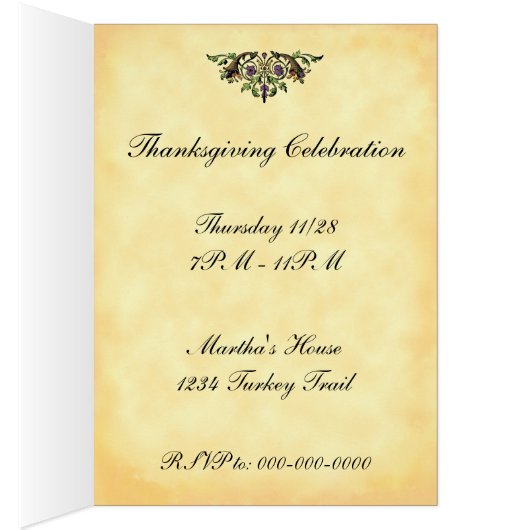 Thanksgiving Cornucopia Folded Invitation (Inside (Right))