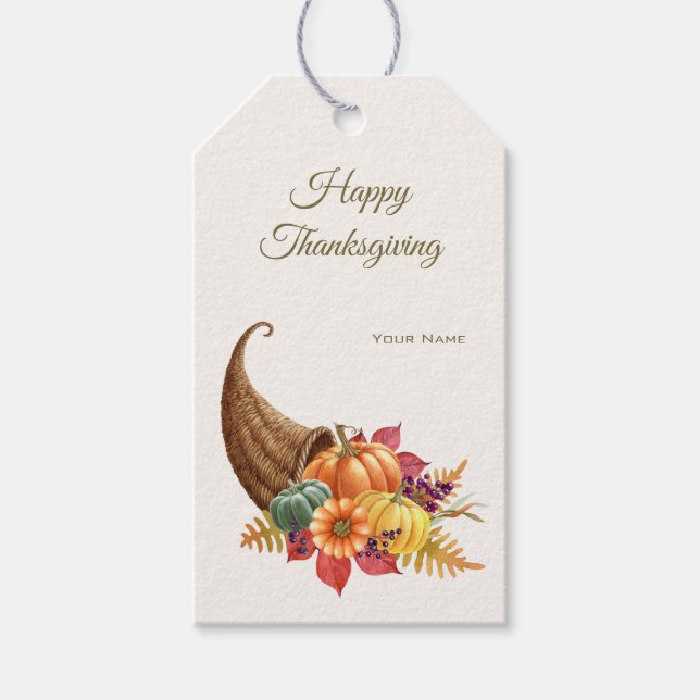 Thanksgiving Cornucopia Gift Tag (Front)