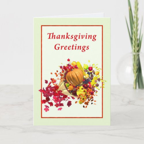 Thanksgiving Cornucopia Greetings Holiday Card