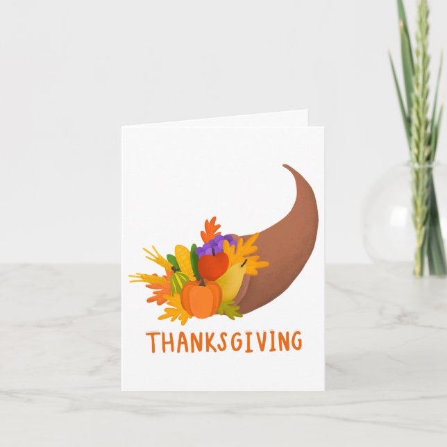 Thanksgiving Cornucopia Holiday Card (Front)