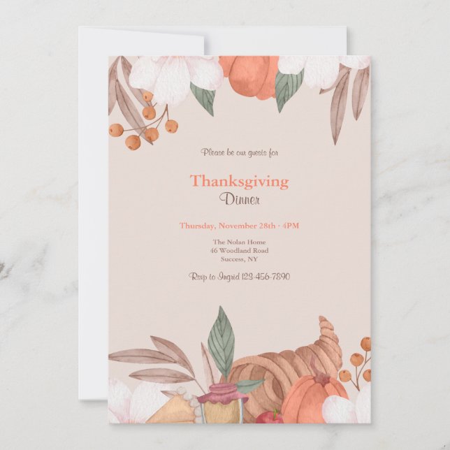 Thanksgiving Cornucopia Invitation (Front)