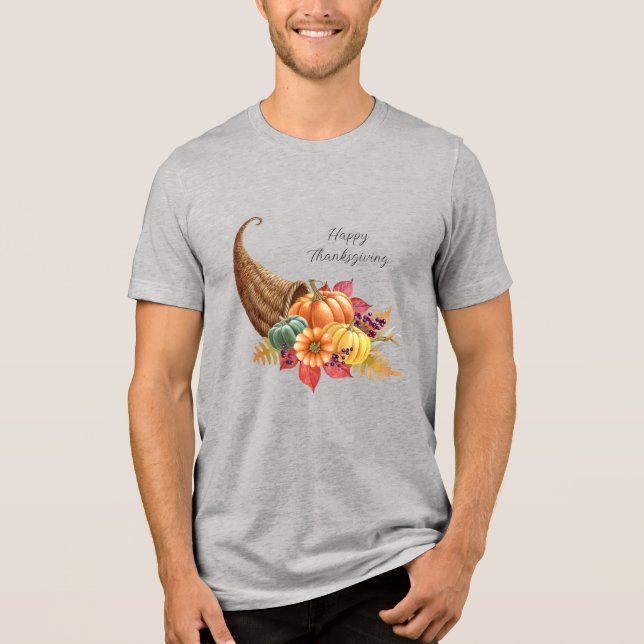 Thanksgiving Cornucopia Men's T-Shirt Tri-Blend Shirt (Front)