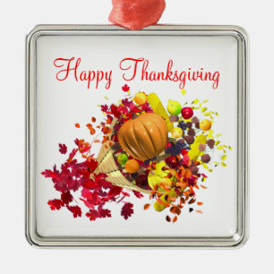 Thanksgiving Cornucopia Metal Ornament
