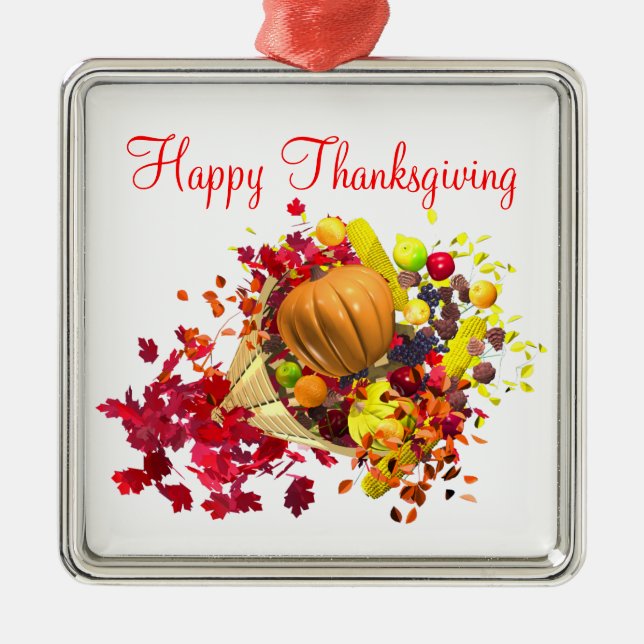 Thanksgiving Cornucopia Metal Ornament (Front)
