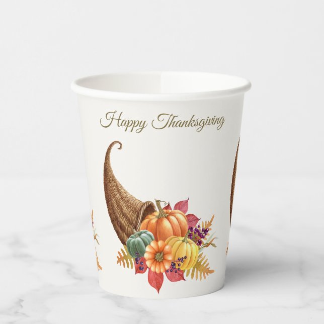 Thanksgiving Cornucopia Paper Cups (Left)