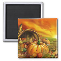 Thanksgiving cornucopia pumpkin field magnet