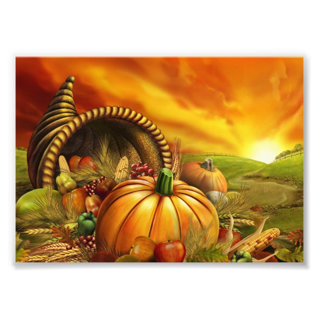 Thanksgiving cornucopia pumpkin field photo print (Front)