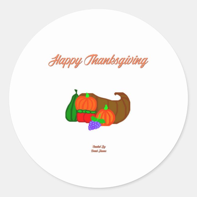 Thanksgiving Cornucopia Round Sticker (Front)