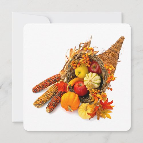 Thanksgiving Cornucopia Rounded Flat Card