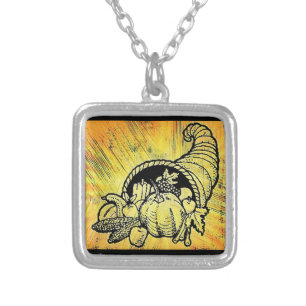 Thanksgiving Cornucopia Silver Plated Necklace