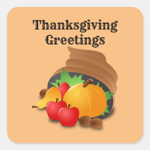 Thanksgiving Cornucopia Square Sticker