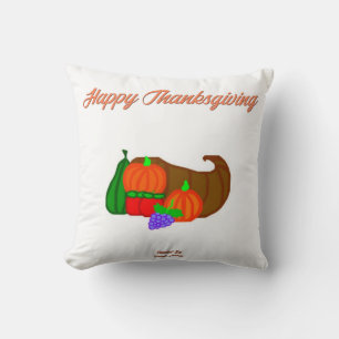 Thanksgiving Cornucopia Square Throw Pillow