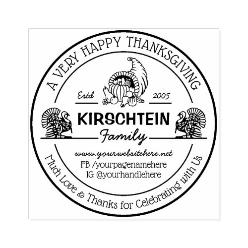 Thanksgiving Cornucopia Turkey Family Feast Favor Rubber Stamp