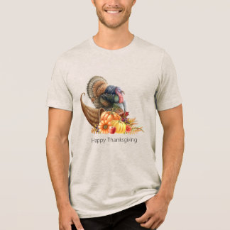 Thanksgiving Cornucopia Turkey Men's T-Shirt Tri-Blend Shirt