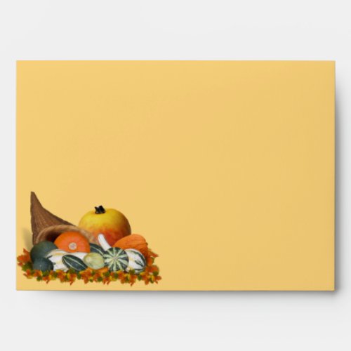 Thanksgiving Cornucopia with Fall Gourds Envelope