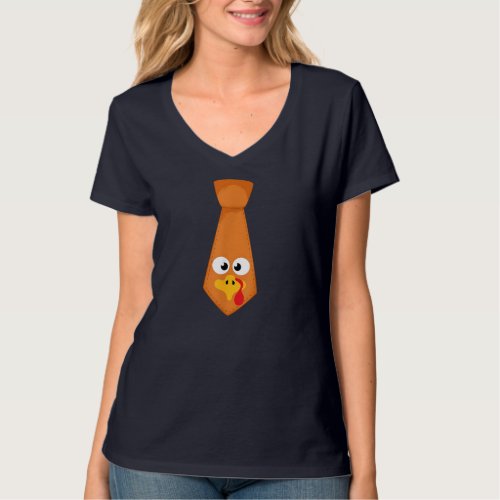 Thanksgiving costume tie with funny turkey face T_Shirt
