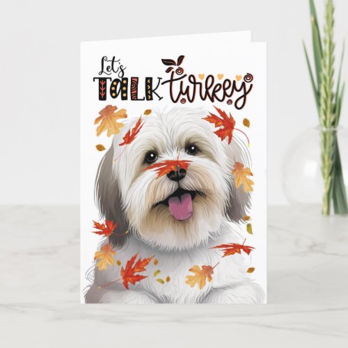 Thanksgiving Coton de Tulear Dog Lets Talk Turkey Holiday Card