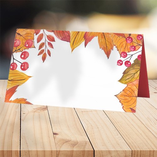 Thanksgiving Country Rustic Autumn Foliage Place Card