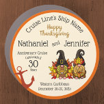 Thanksgiving Couple Anniversary Cruise Door Magnet<br><div class="desc">This festive Thanksgiving cruise door magnet is the perfect addition to your holiday cruise decor. Featuring the playful phrase "Happy Thanksgiving" and two adorable gnomes dressed in their harvest best, this magnet is sure to bring a smile to your face. Add some fun and festive flair to your cabin door...</div>