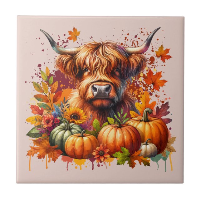 Thanksgiving Cow Ceramic Tile (Front)