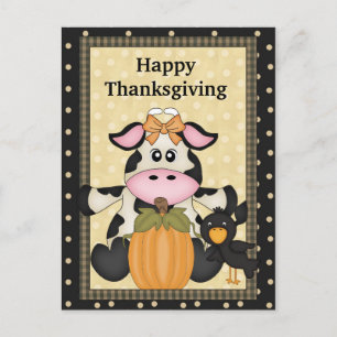 Thanksgiving, Cow, Postcard, holiday Postcard