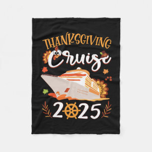 Thanksgiving Cruise 2025 Funny Turkey Leaves Thank Fleece Blanket