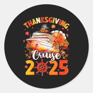 Thanksgiving Cruise 2025 Funny Turkey Pumpkin Leav Classic Round Sticker