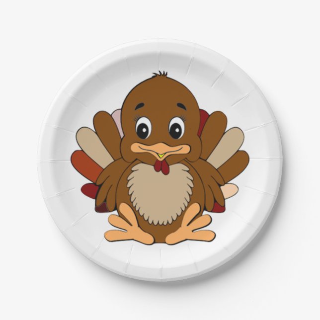 Thanksgiving Custom Paper Plates/Cute Turkey Plates (Front)