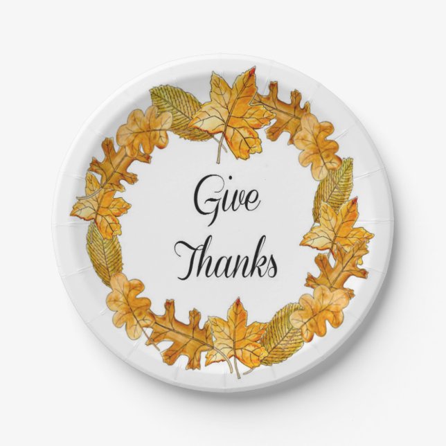Thanksgiving Custom Paper Plates/Give Thanks Plates (Front)