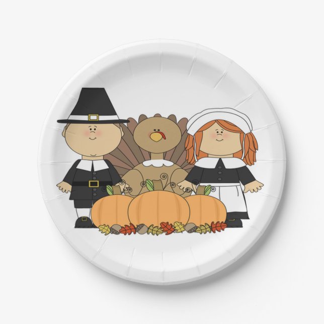 Thanksgiving Custom Paper Plates/Pilgrams Plates (Front)