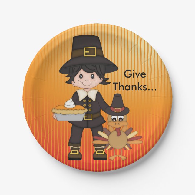 Thanksgiving Custom Paper Plates/Pilgrim Paper Plates (Front)